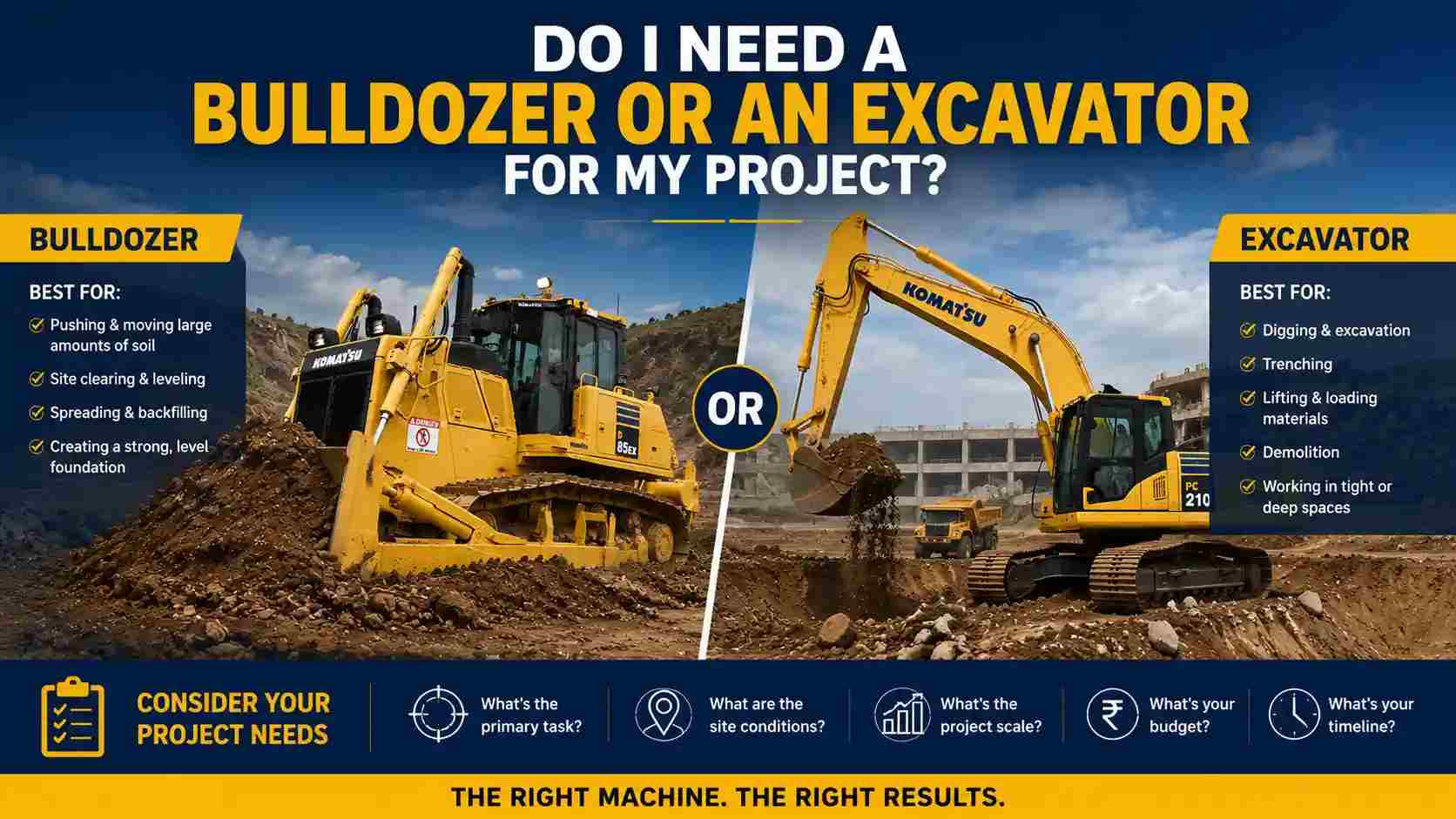 Do I Need a Bulldozer or an Excavator for my Project?