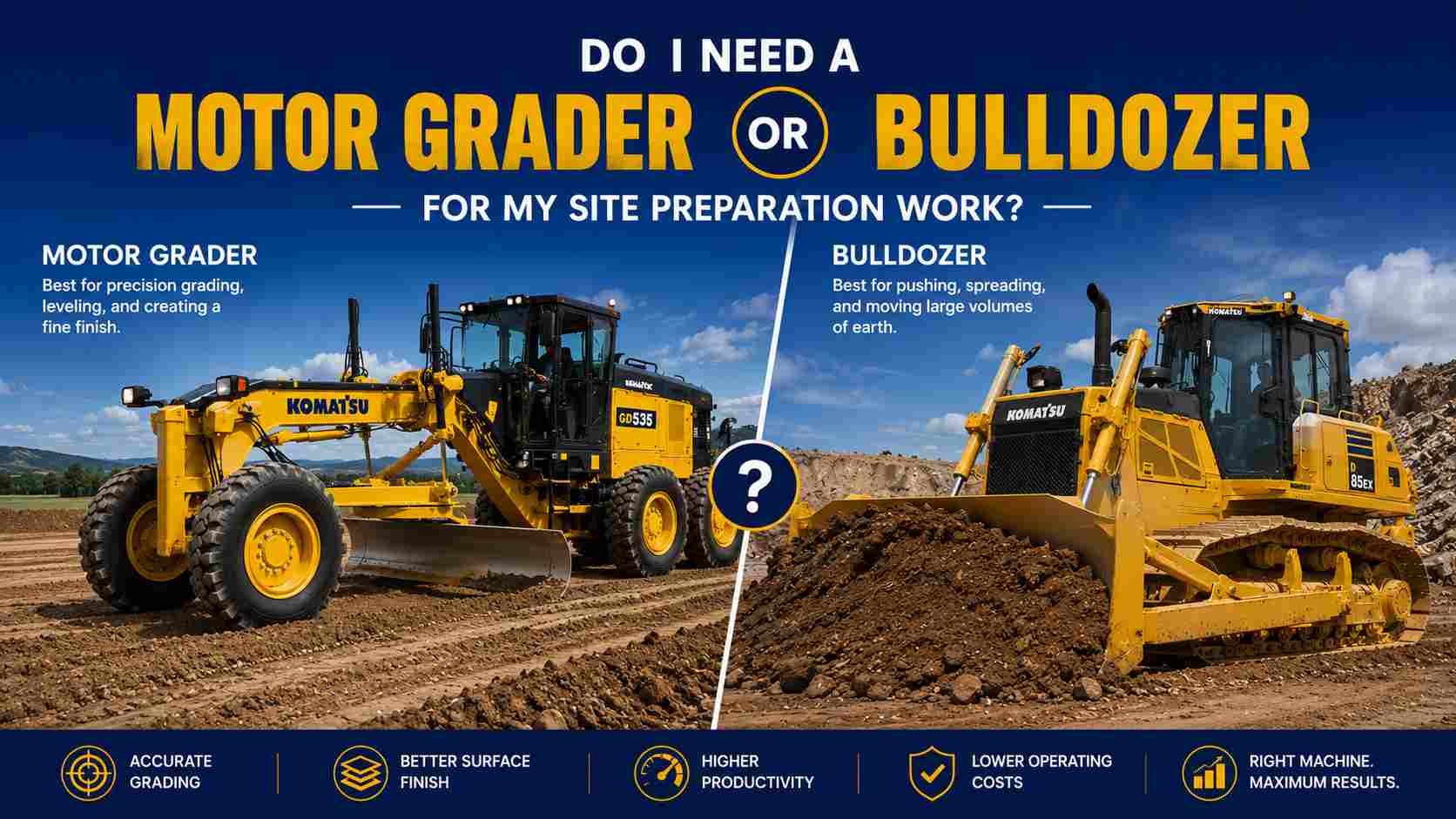 Do I need a motor grader or a bulldozer for my site preparation work