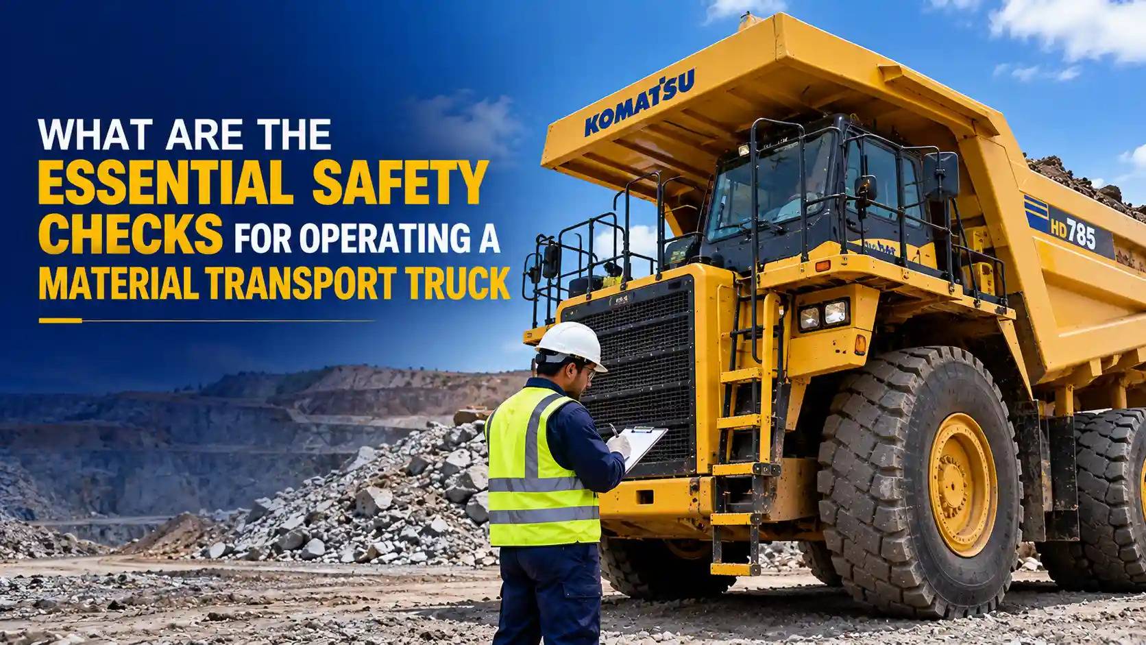What essential safety checks should you do before operating a material transport truck